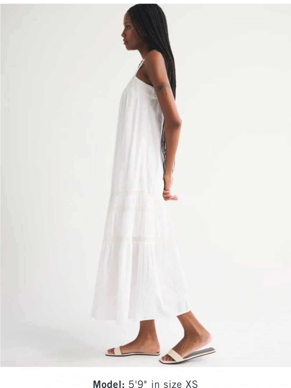 NWT Abercrombie & Fitch White Tiered Maxi Dress with pockets | Size M | Resort